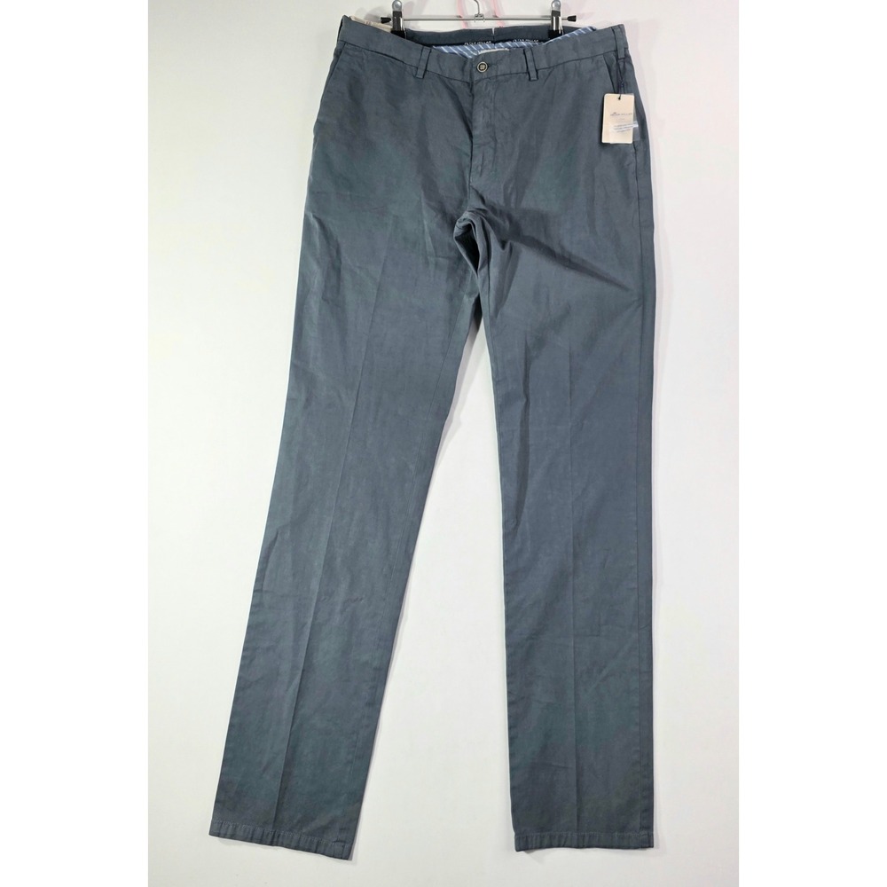 NEW Peter Millar Crown Gray Cotton Cashmere Blend Flat Front Trousers Mens 35x35